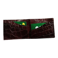 Bifold Leather Wallet With Crocodile Imprint