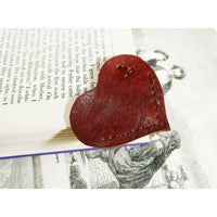 Red Heart Shaped Leather Bookmark